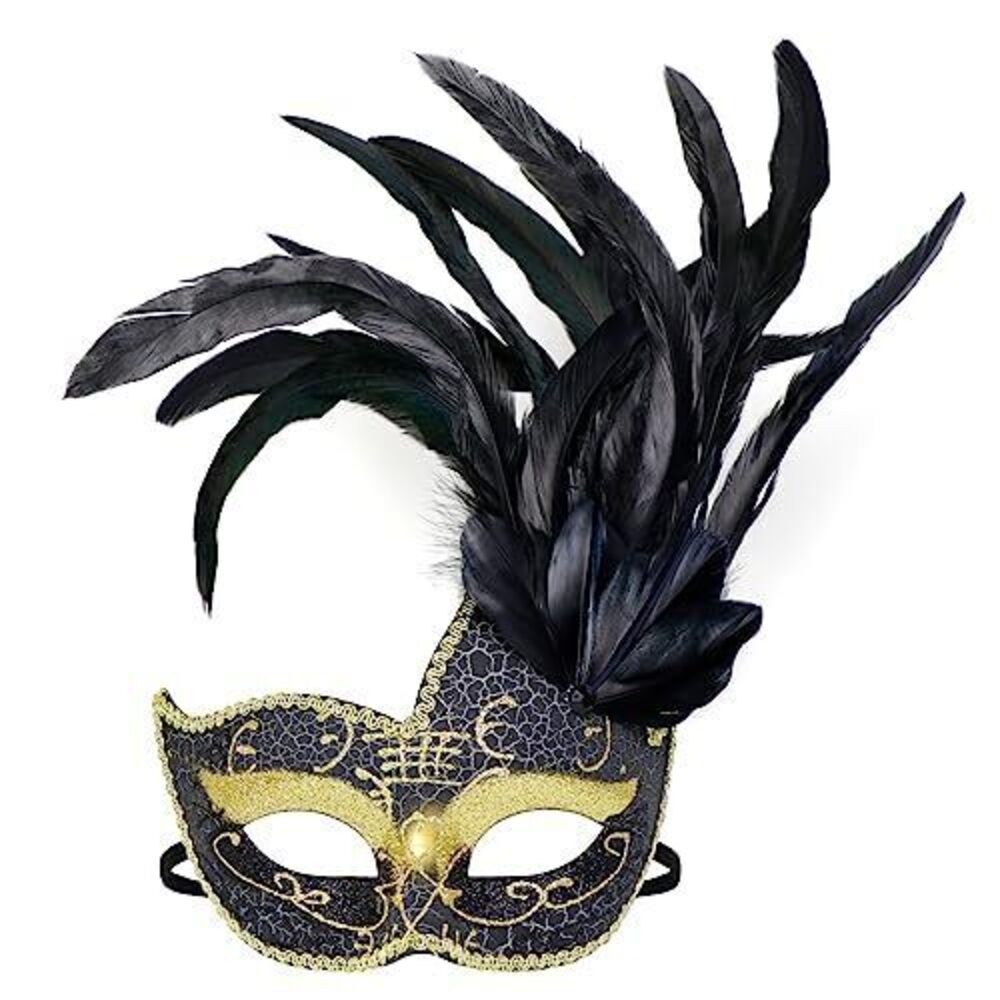 8864 Feather Masquerade Mask,Venetian Costume Christmas Party Mask.